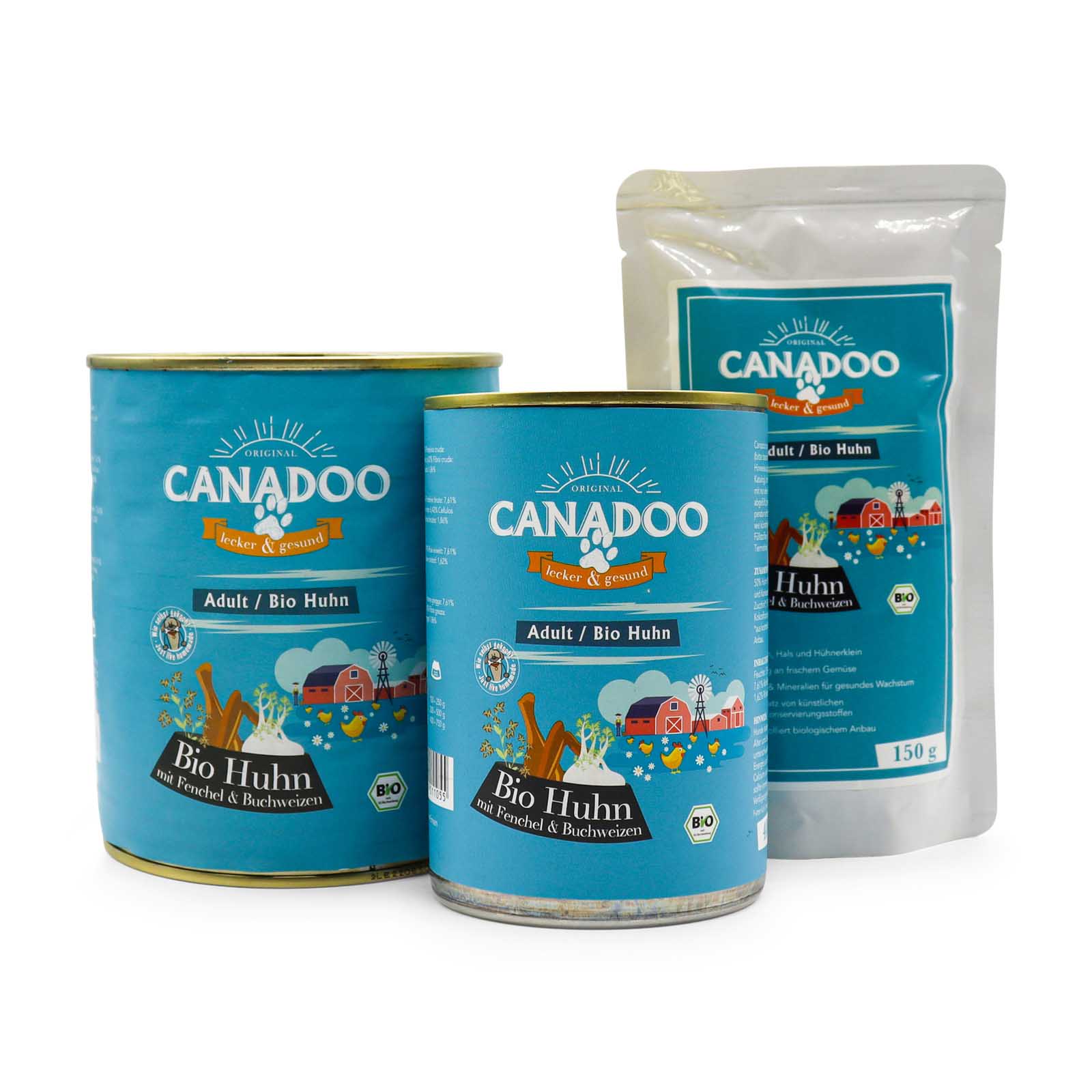 healthydog_produkte_canadoo_nassfutter_adult_bio_huhn_gruppenfoto