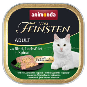 Animonda Vom Feinsten Adult Schlemmerkern Rind, Lachsfilet & Spinat, Katzen-Nassfutter, 32× 100 g
