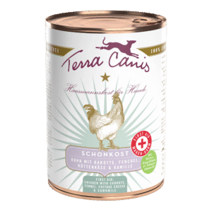 Terra Canis First Aid Schonkost Huhn mit Karotte, Fenchel, Hüttenkäse & Kamille, Hunde-Nassfutter, 400 g